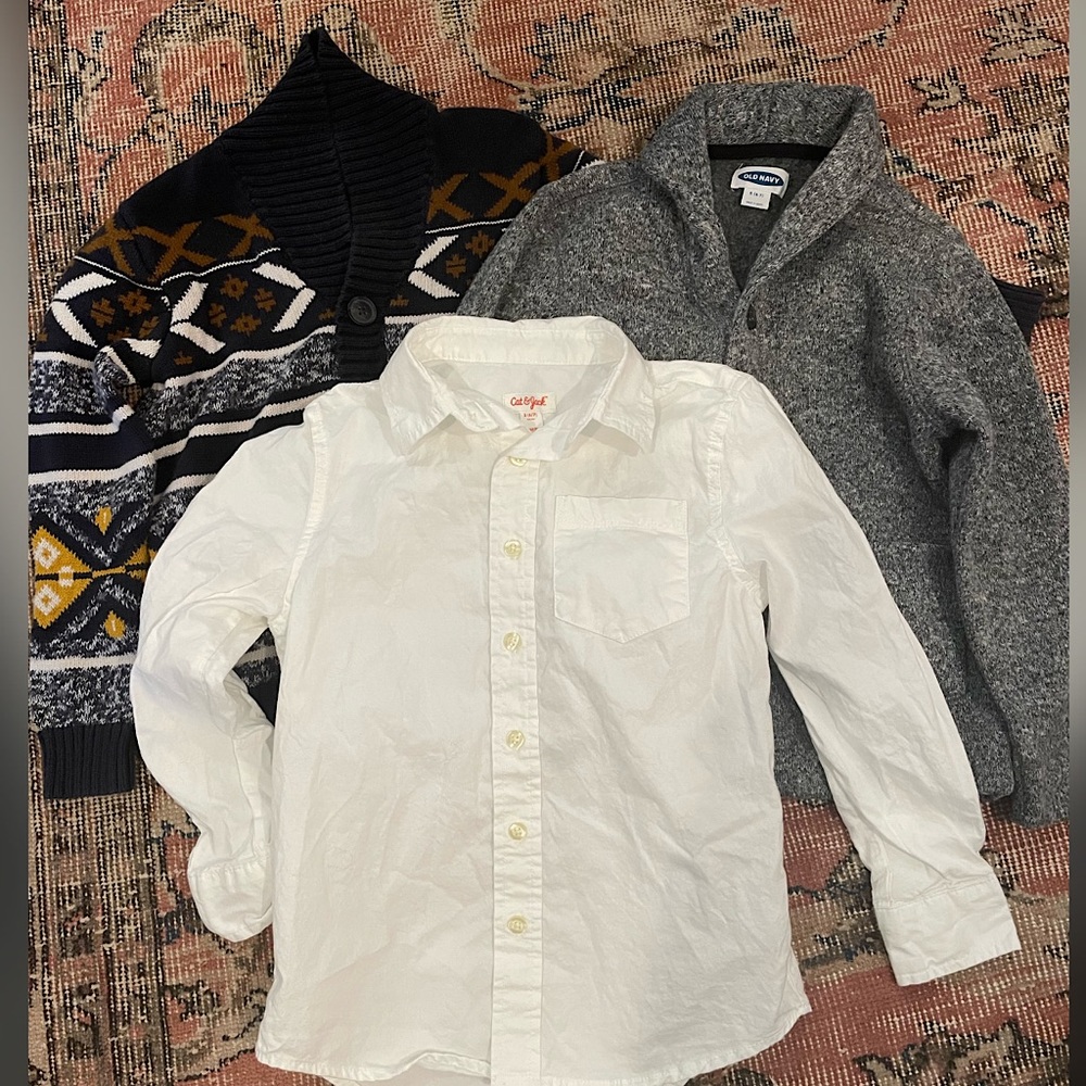 Old Navy Boys Bundle Cardigan Sweaters and Button Down Shirt